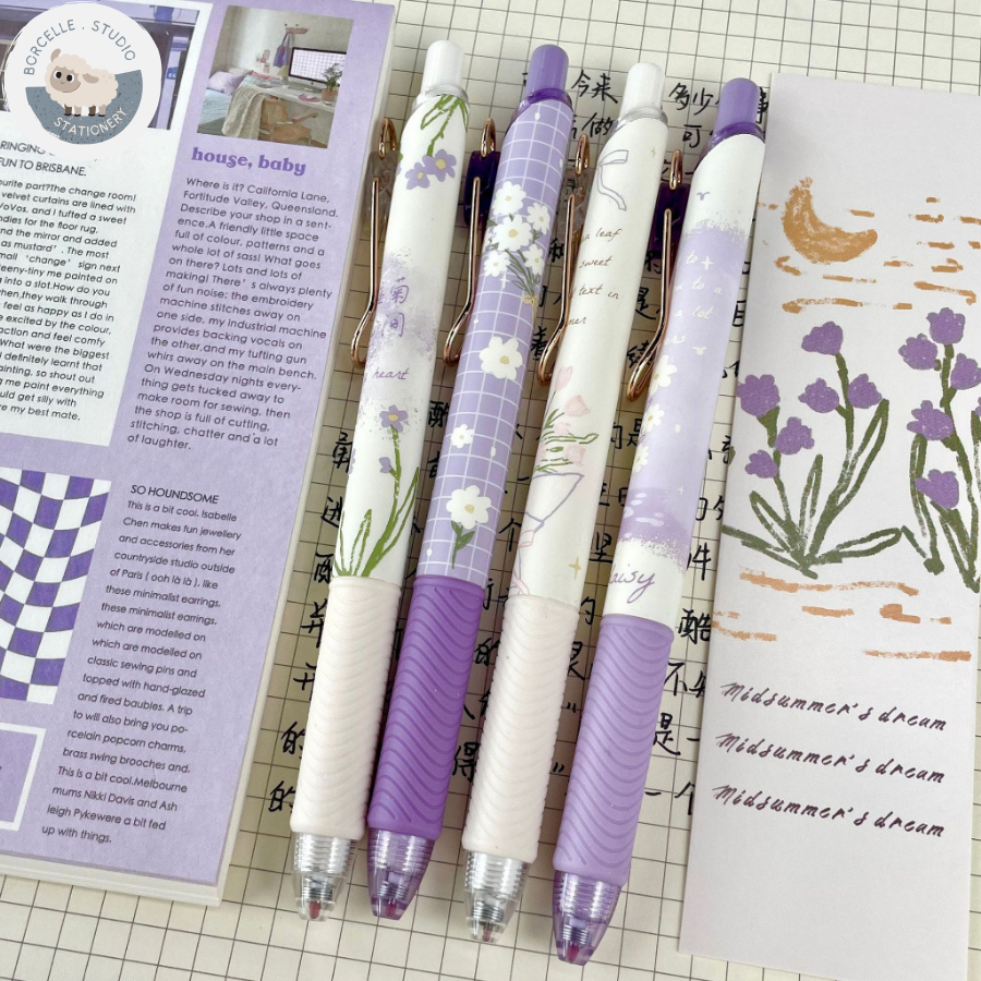 Bút gel MURA 8173 bó cúc họa mi chính hãng siêu đẹp dành cho các bạn học sinh với mức đen và ngòi 0.5mm