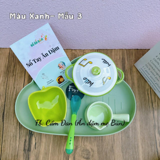 Set bát sứ, chén sứ ăn dặm kiểu nhật màu hồng tặng thìa báo nóng đồ dùng ăn dặm từ 5 tháng cho bé