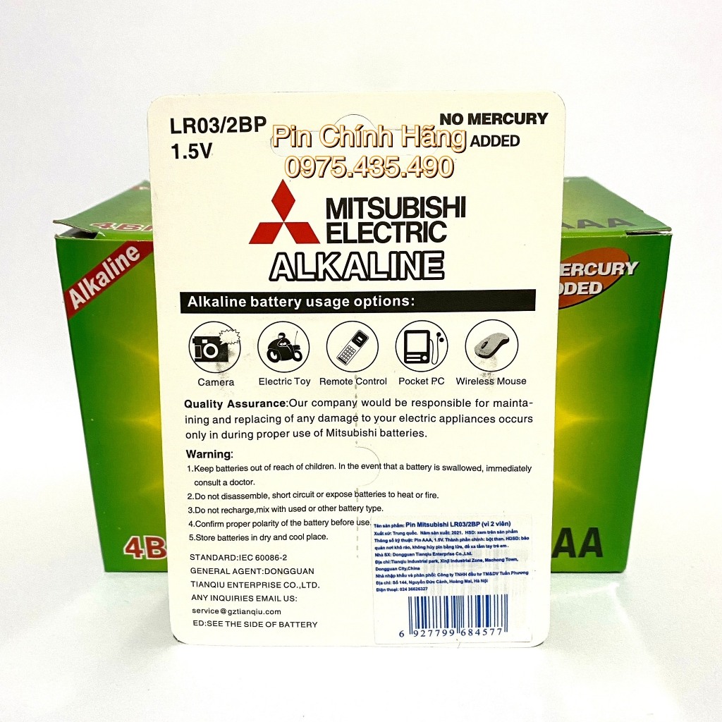 Pin AA / AAA Mitsubishi Electric Alkaline 1.5V Hàng Chính Hãng Vỉ 4 Viên