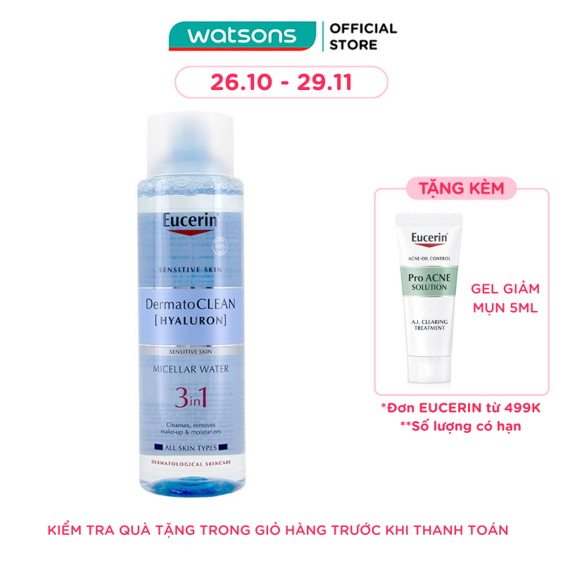 Nước Tẩy Trang Eucerin Dermatoclean Hyaluron 3In1 Dịu Nhẹ Cho Da 400ml