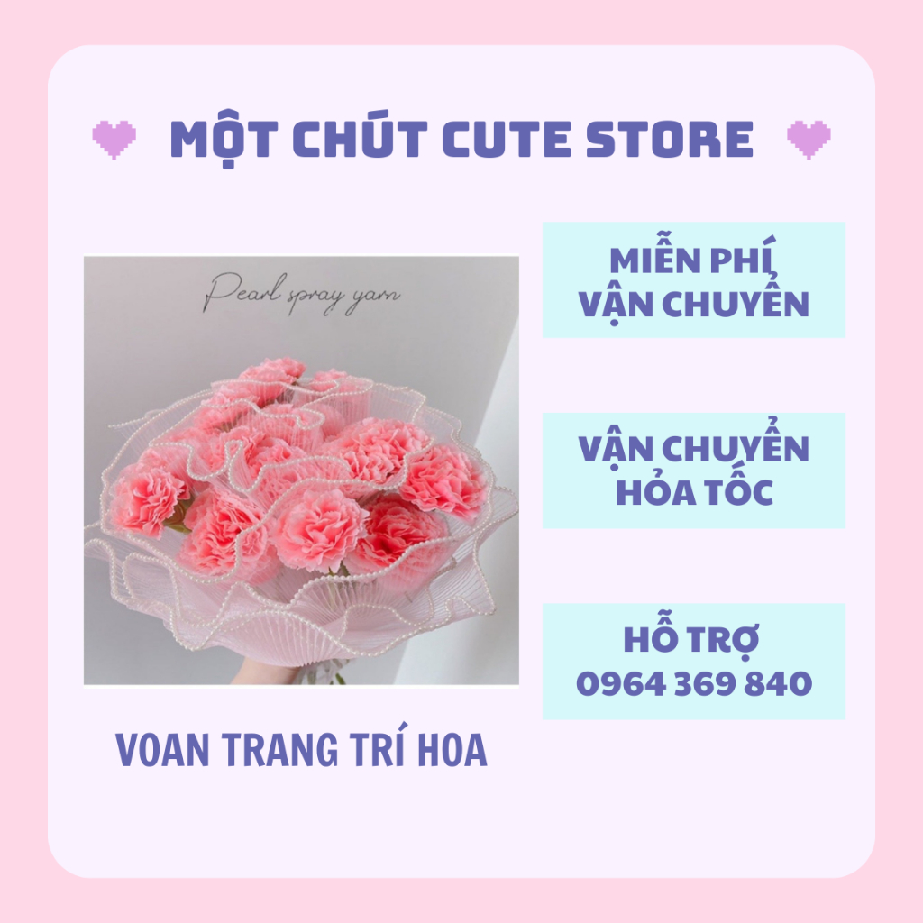 Giấy Gói Hoa-Cuộn Voan Ngọc, Voan Sóng Viền Ngọc Trang Trí Bó Hoa 28cm*2m - Một chút cute store