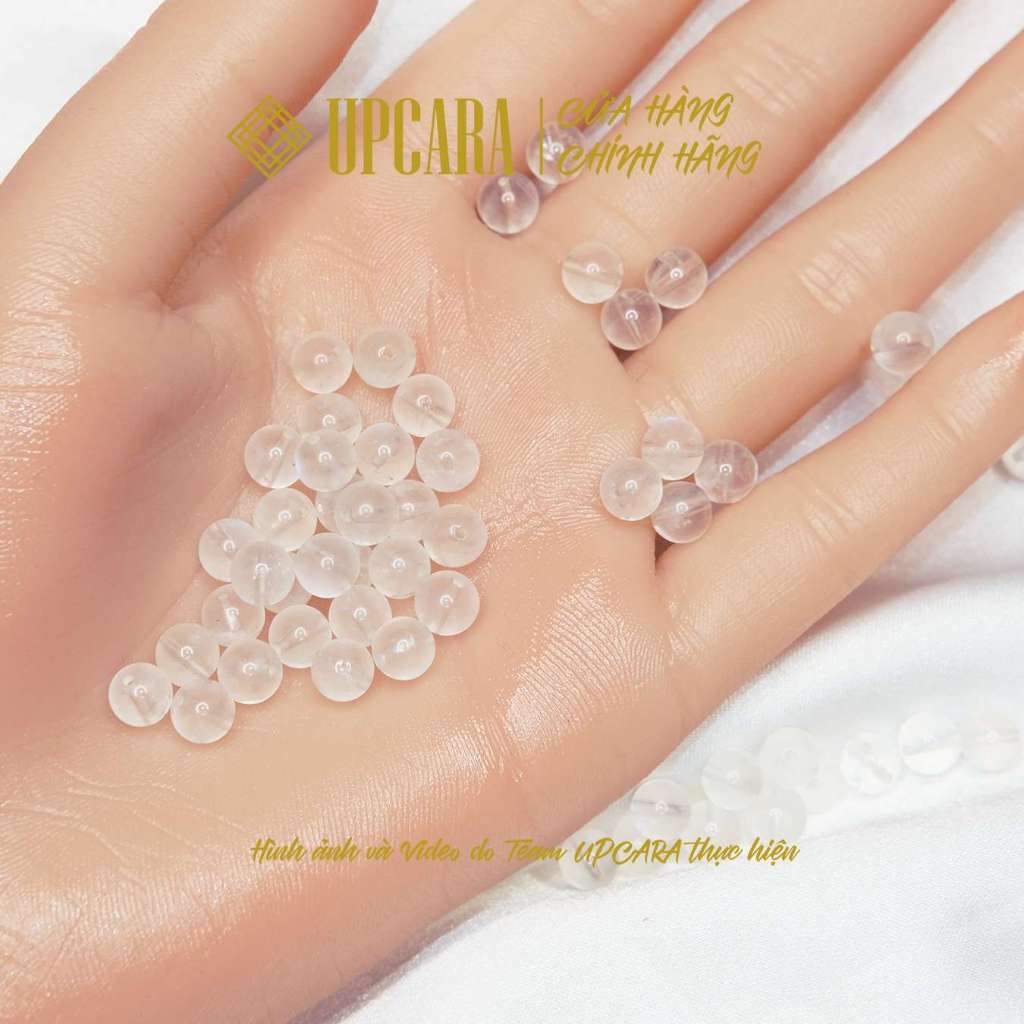 Một hạt moonstone mặt trăng thiên nhiên 6mm, 8mm dùng để xỏ vòng tay, mix chuỗi trầm UPCARA