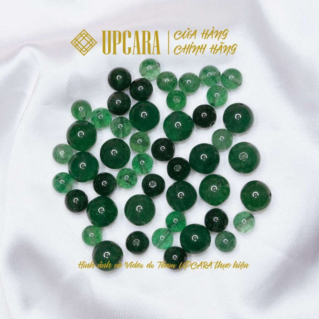 Một hạt dâu tây xanh thiên nhiên xỏ vòng tay, mix chuỗi hạt 6mm, 8mm, 10mm UPCARA