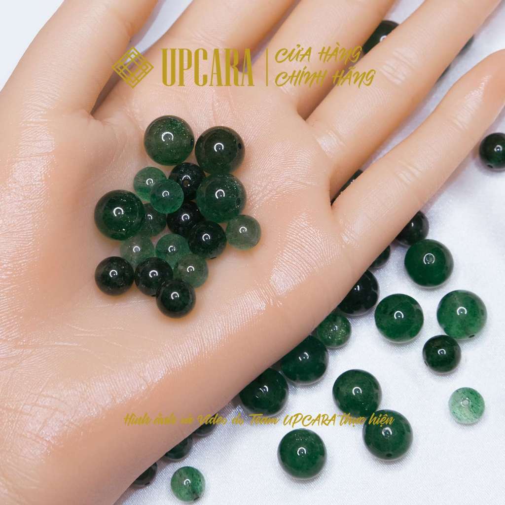 Một hạt dâu tây xanh thiên nhiên xỏ vòng tay, mix chuỗi hạt 6mm, 8mm, 10mm UPCARA