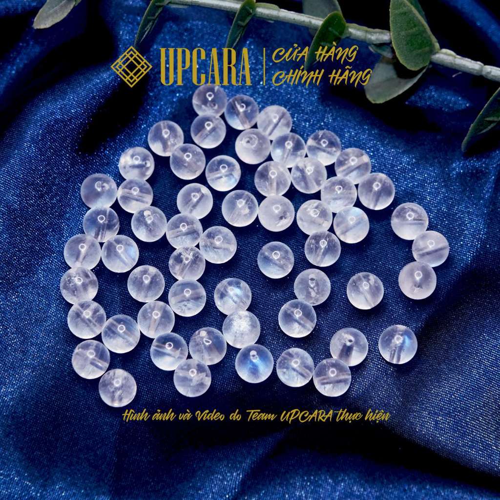 Một hạt moonstone mặt trăng thiên nhiên 6mm, 8mm dùng để xỏ vòng tay, mix chuỗi trầm UPCARA