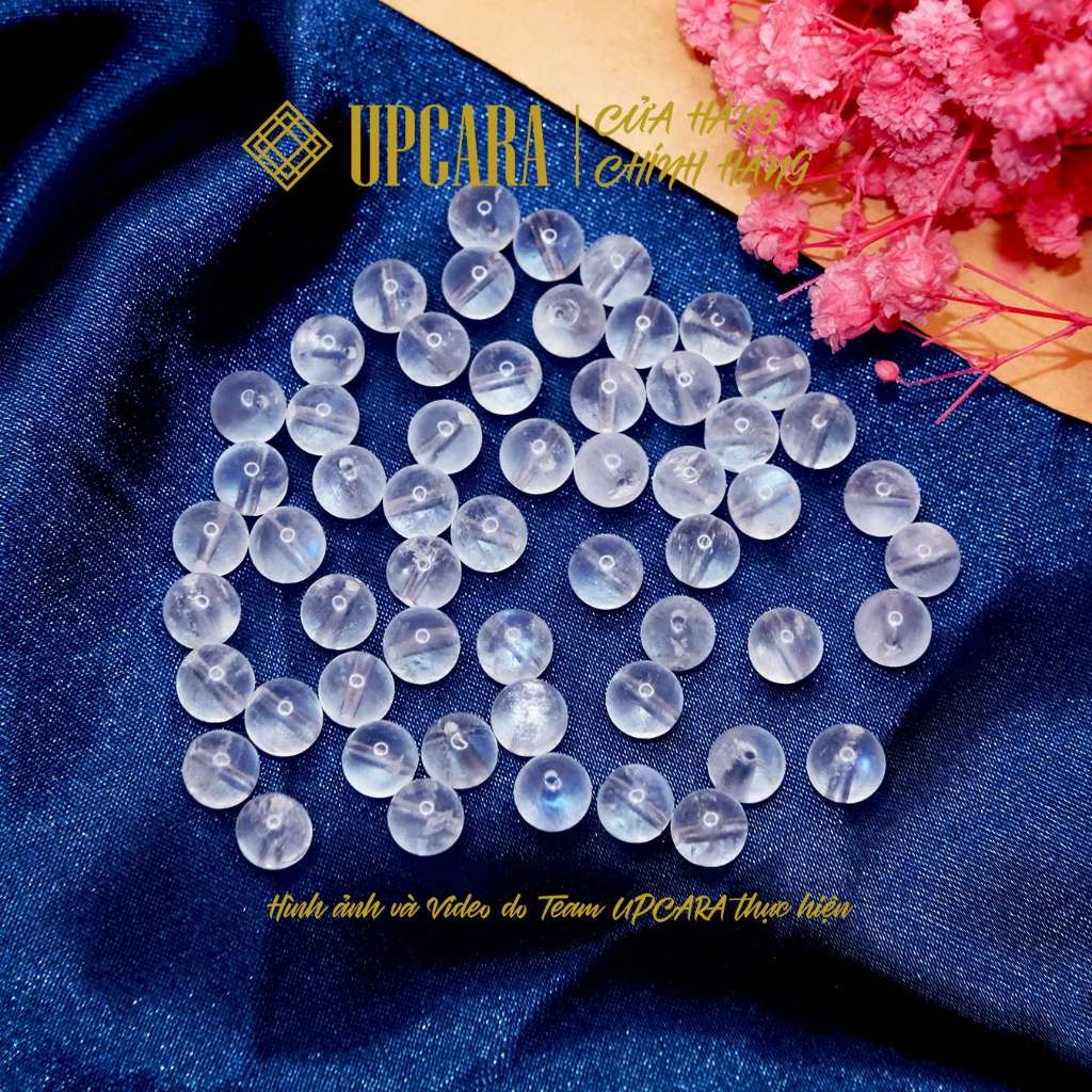 Một hạt moonstone mặt trăng thiên nhiên 6mm, 8mm dùng để xỏ vòng tay, mix chuỗi trầm UPCARA