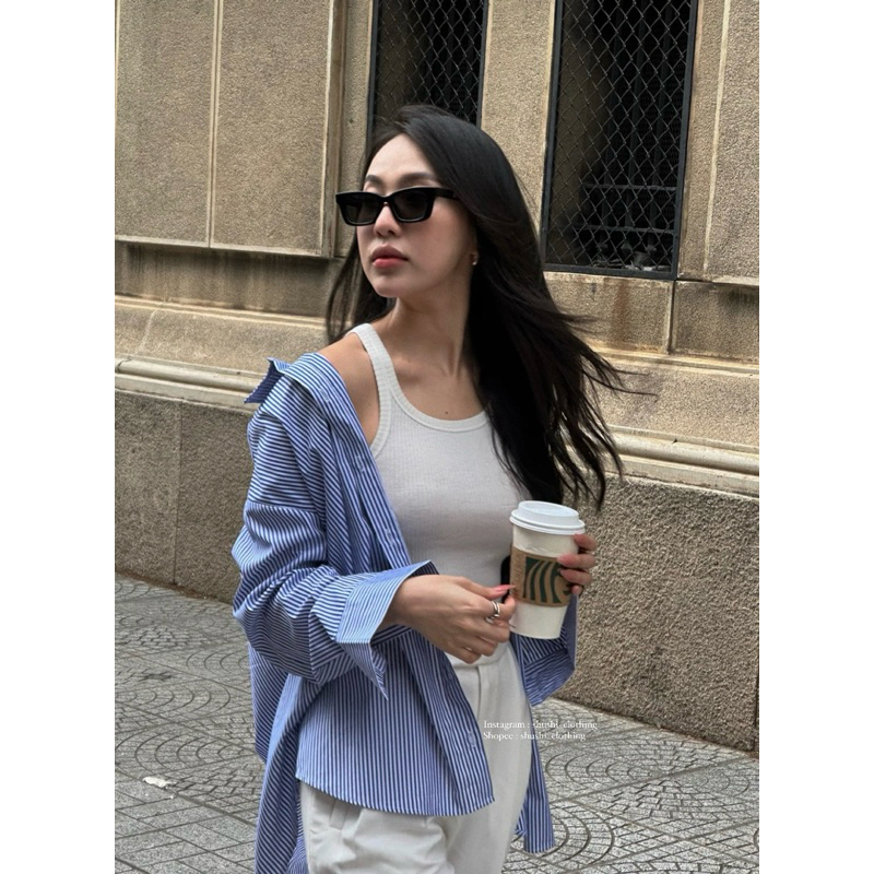 𝐒𝐭𝐫𝐢𝐩𝐞𝐝 𝐨𝐯𝐞𝐫𝐬𝐢𝐳𝐞 𝐒𝐡𝐢𝐫𝐭𝐬 - Sơ Mi Basic Kate