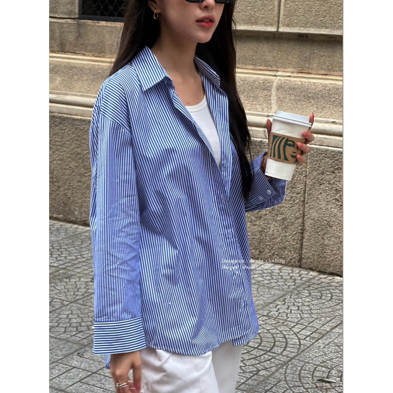 𝐒𝐭𝐫𝐢𝐩𝐞𝐝 𝐨𝐯𝐞𝐫𝐬𝐢𝐳𝐞 𝐒𝐡𝐢𝐫𝐭𝐬 - Sơ Mi Basic Kate