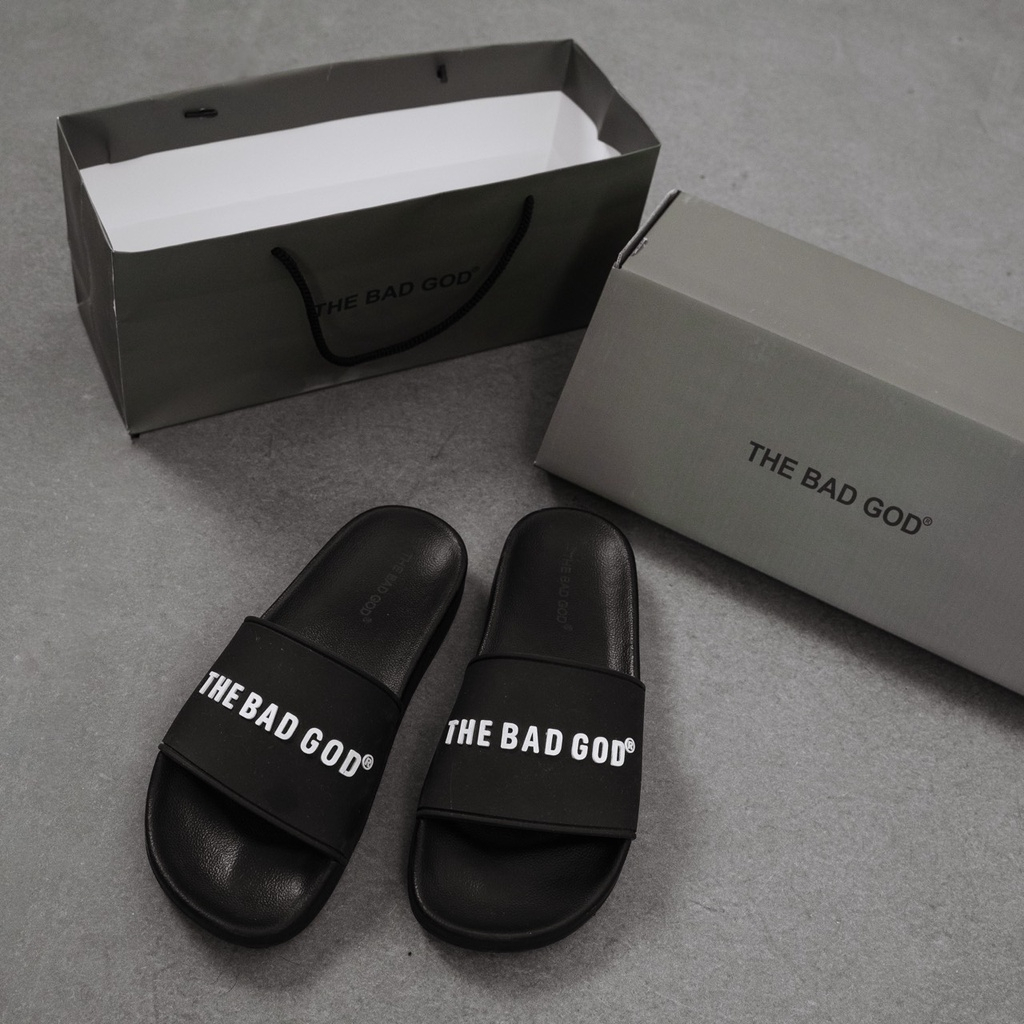 Dép quai ngang slipper The Bad God Basic fullblack fullbox ,dép quai ngang nam nữ