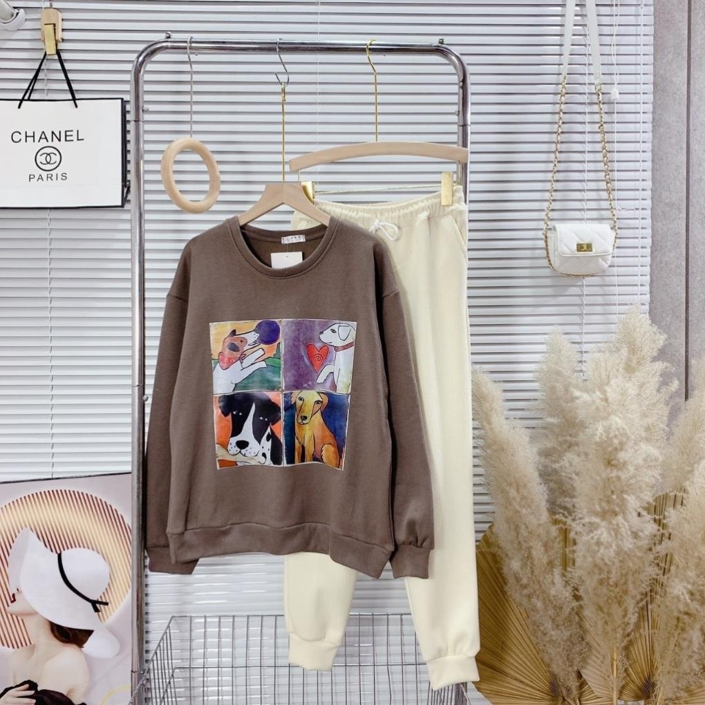 Bộ Đồ Thu Đông , Set Đồ Nỉ In Hình Siêu Cute Chất Liệu Dày Dặn A23