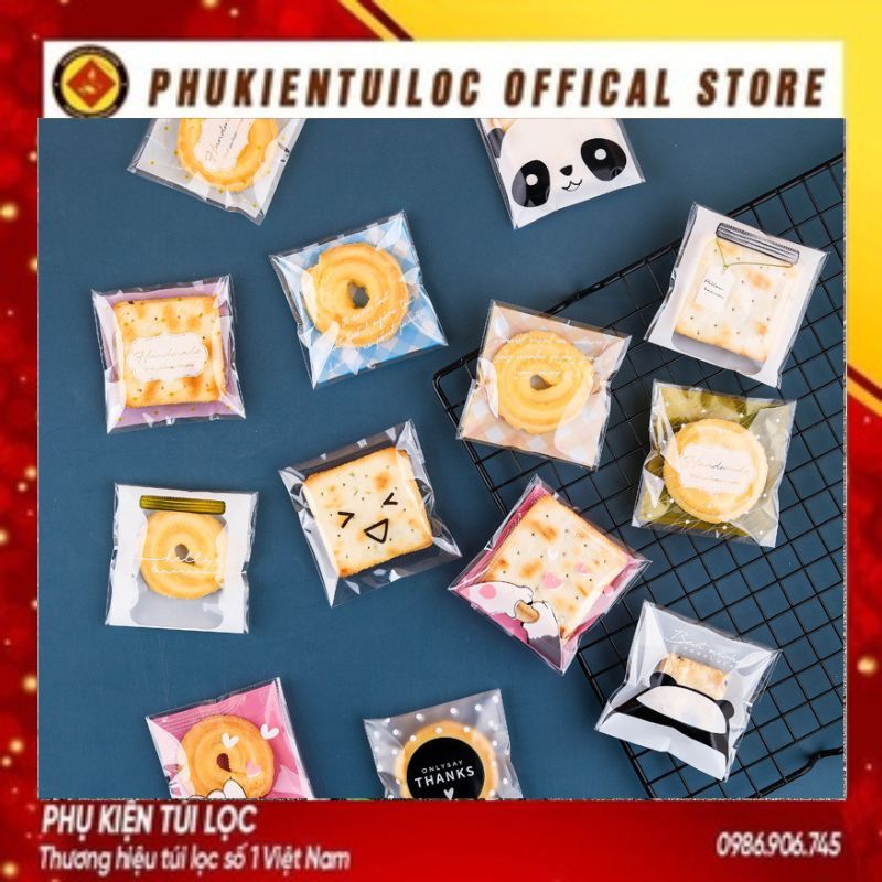 Set 100 Túi đựng bánh cookie/ bánh quy/ trà hoa DÁN MIỆNG 7x10cm mẫu ngẫu nhiên - Phukientuiloc.com