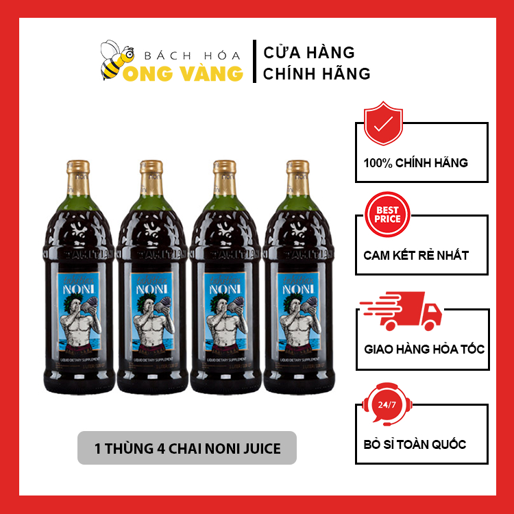 Nước Ép Trái Nhàu Noni Juice Morinda Nhập Khẩu Nguyên Thùng Từ Mỹ ☘ FREE SHIP ☘ Thùng 4 Chai Thủy Tinh x 1 Lít