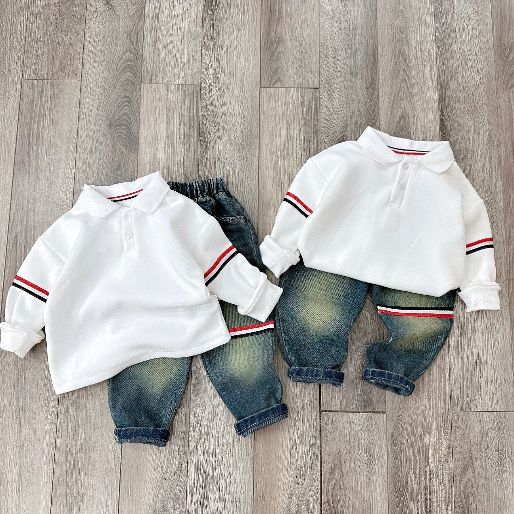 BỘ POLO thu đông +quần jean dài cho bé size 9-28kg, quần áo trẻ em