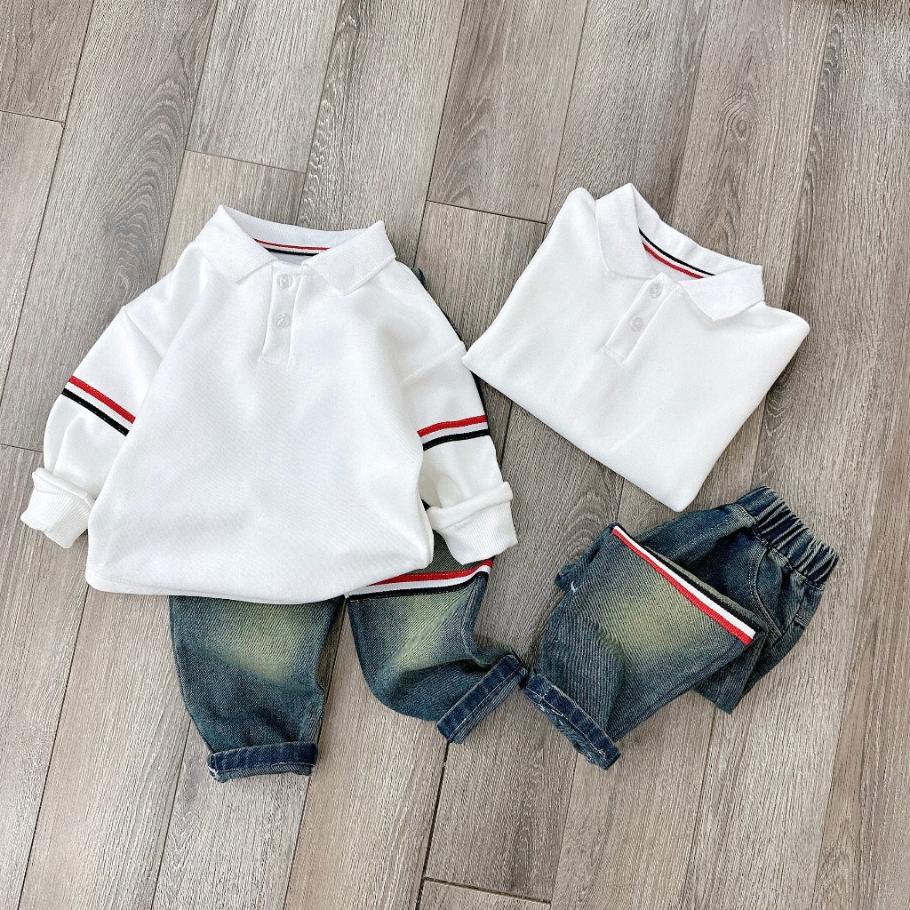 BỘ POLO thu đông +quần jean dài cho bé size 9-28kg, quần áo trẻ em