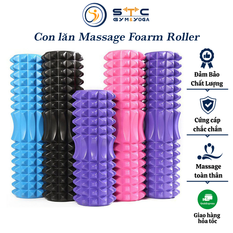 Con lăn massage yoga có vân gai phục hồi foam roller giãn cơ bắp