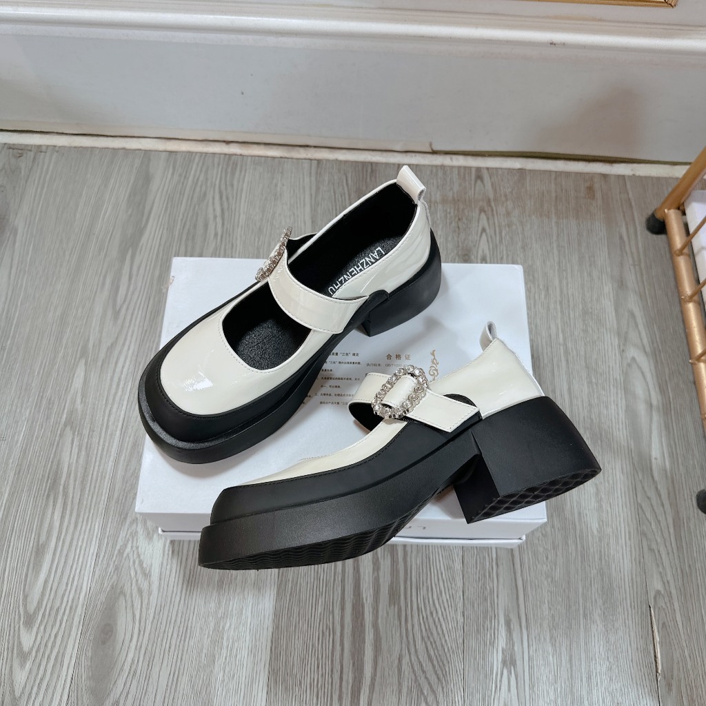 Giày da lười nữ mũi tròn phong cách da cao cấp