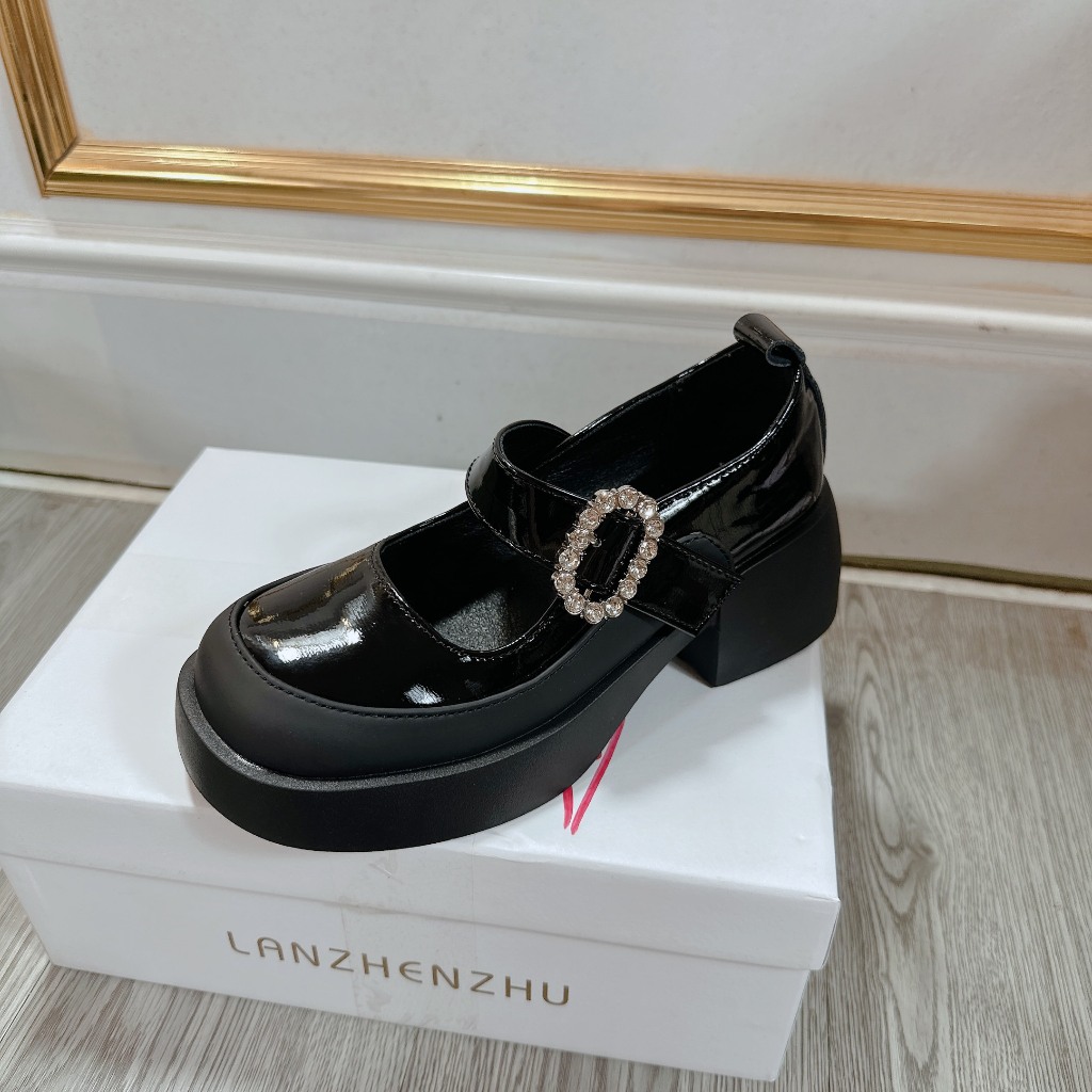 Giày da lười nữ mũi tròn phong cách da cao cấp