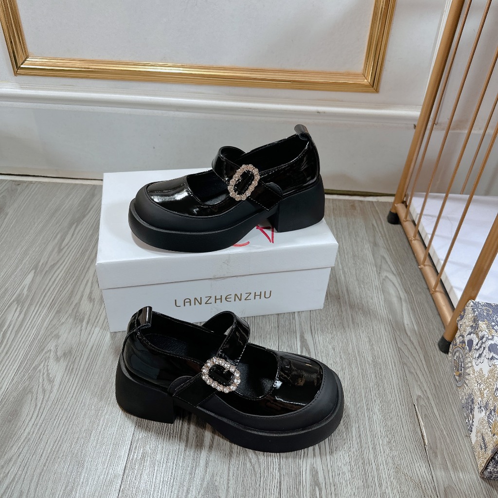 Giày da lười nữ mũi tròn phong cách da cao cấp