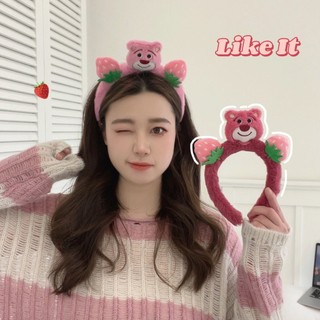 Băng đô cài tóc nữ bờm nữ gấu dâu lotso hồng đậm hottrend xinh xắn gd