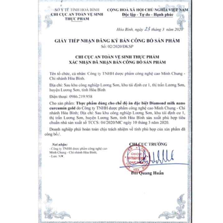 Sữa nghệ Nano Curcumin Gold.