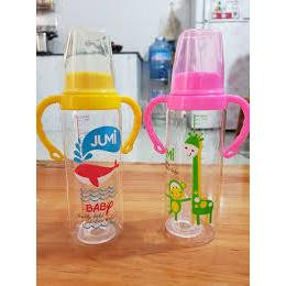 Bình sữa cổ hẹp Jumi 140ml 250ml núm vú siêu mềm bình sữa cho bé có tay cầm và không có tay cầm