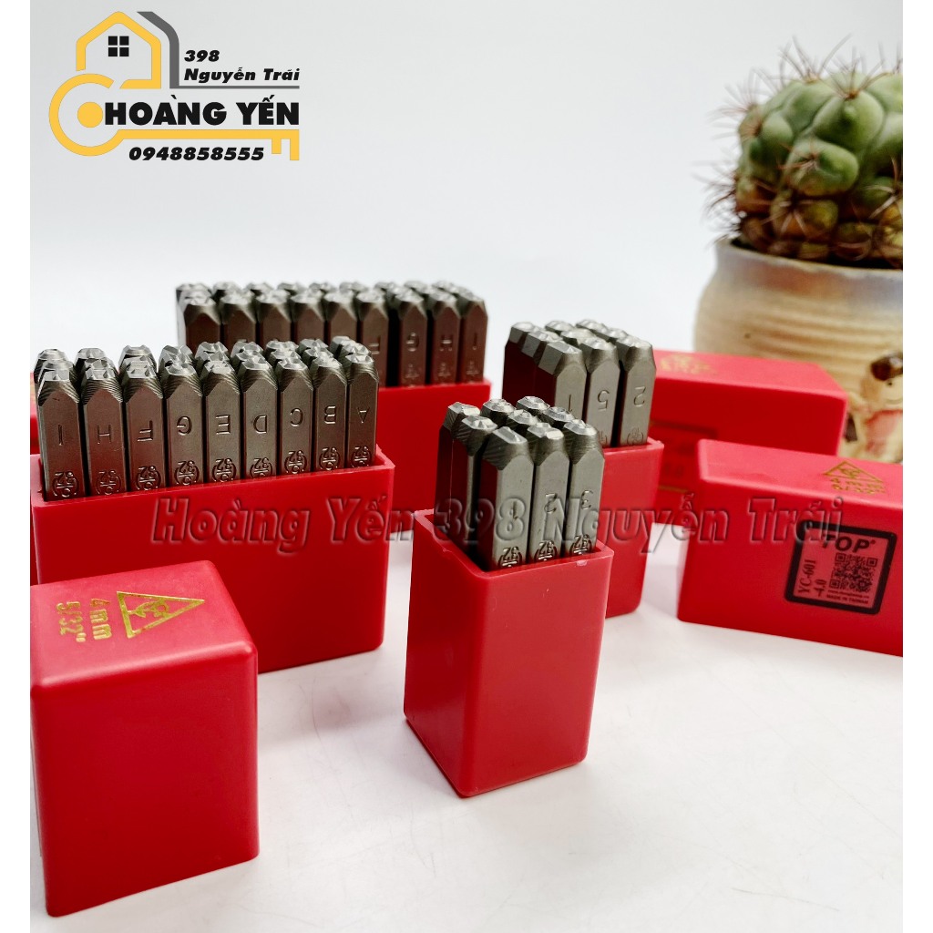 Bộ đóng số, đóng chữ kim loại 4mm & 5mm TOP, Bộ đột số, chữ bình hơi trên kim loại, gỗ, nhựa, đóng số, chữ khung seri