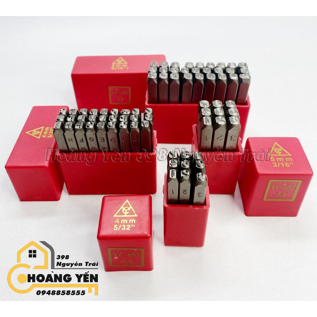 Bộ đóng số, đóng chữ kim loại 4mm & 5mm TOP, Bộ đột số, chữ bình hơi trên kim loại, gỗ, nhựa, đóng số, chữ khung seri