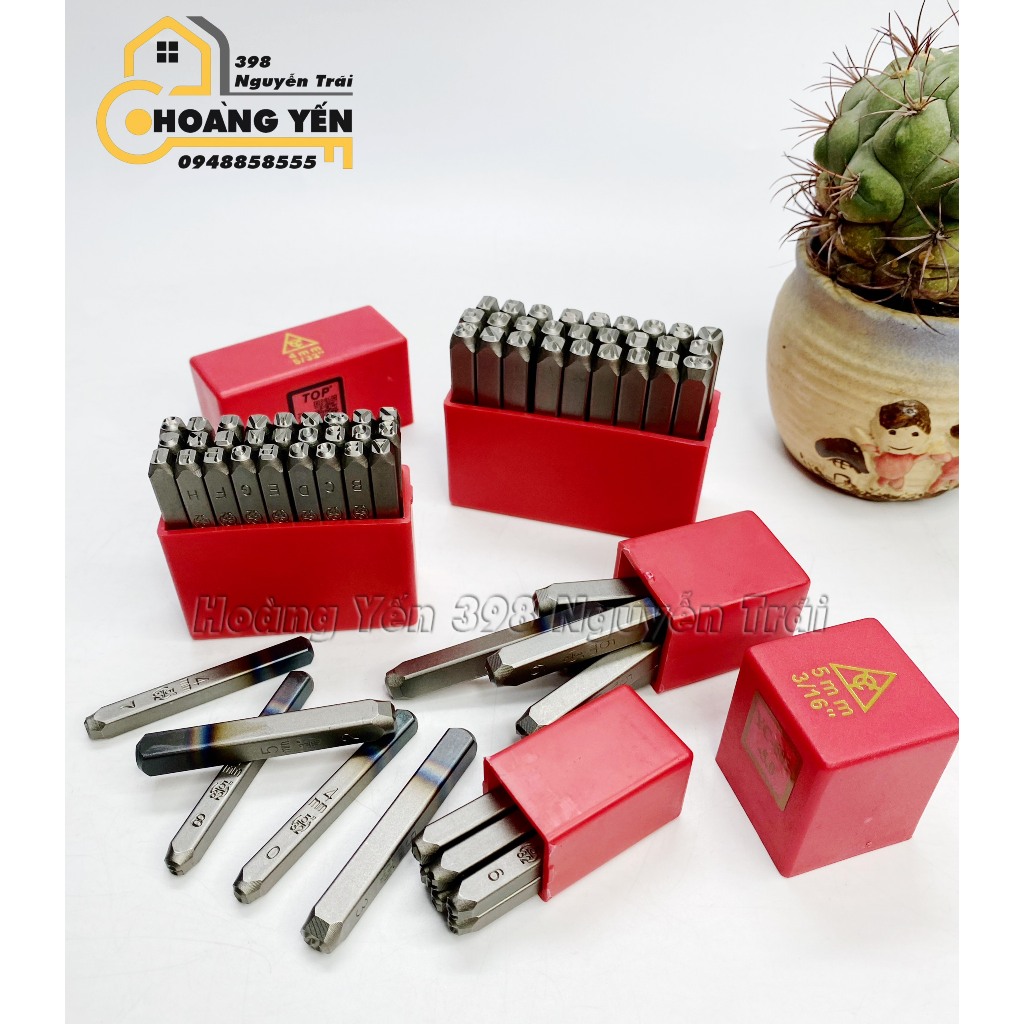 Bộ đóng số, đóng chữ kim loại 4mm & 5mm TOP, Bộ đột số, chữ bình hơi trên kim loại, gỗ, nhựa, đóng số, chữ khung seri