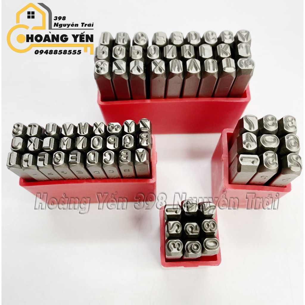Bộ đóng số, đóng chữ kim loại 4mm & 5mm TOP, Bộ đột số, chữ bình hơi trên kim loại, gỗ, nhựa, đóng số, chữ khung seri
