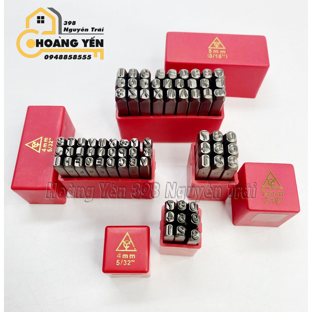Bộ đóng số, đóng chữ kim loại 4mm & 5mm TOP, Bộ đột số, chữ bình hơi trên kim loại, gỗ, nhựa, đóng số, chữ khung seri