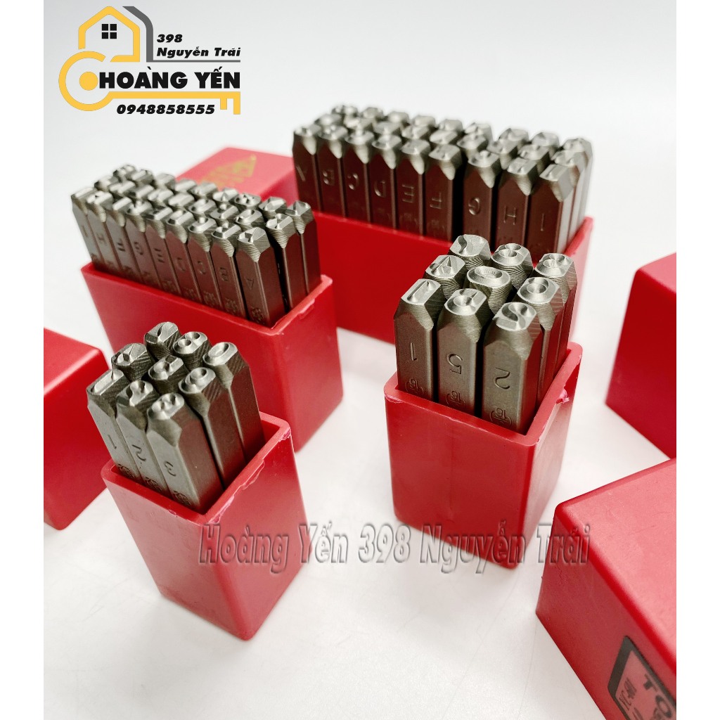 Bộ đóng số, đóng chữ kim loại 4mm & 5mm TOP, Bộ đột số, chữ bình hơi trên kim loại, gỗ, nhựa, đóng số, chữ khung seri