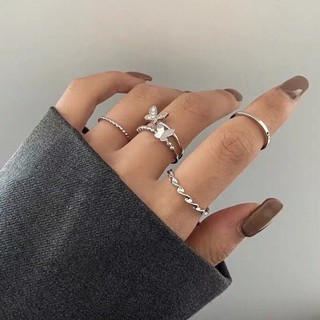 Set nhẫn bộ 4 chiếc hình bướm xinh xắn cho bạn nữ