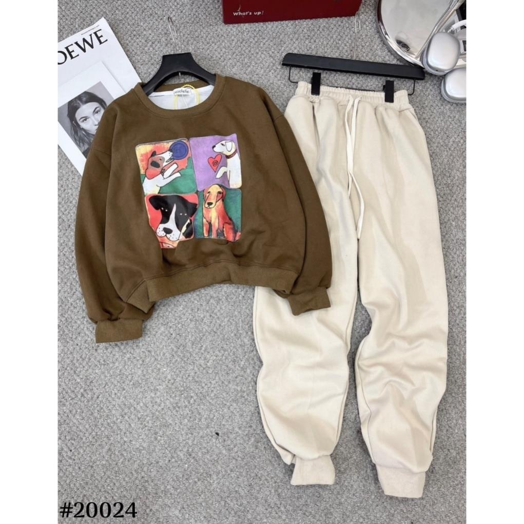 Bộ Đồ Thu Đông , Set Đồ Nỉ In Hình Siêu Cute Chất Liệu Dày Dặn A23