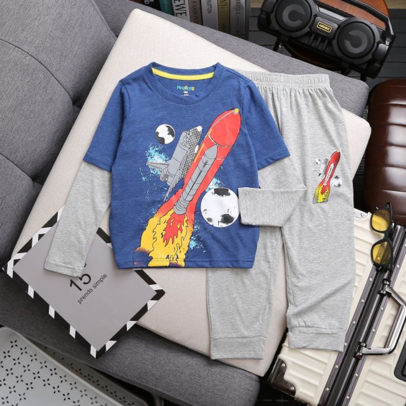 Bộ cotton thu đông VNXK dư xịn cho bé trai mềm đẹp, size đại