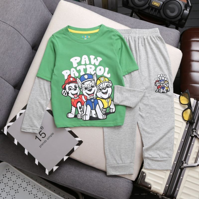 Bộ cotton thu đông VNXK dư xịn cho bé trai mềm đẹp, size đại