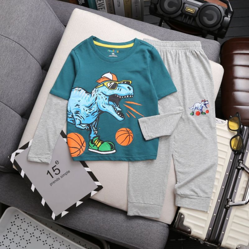 Bộ cotton thu đông VNXK dư xịn cho bé trai mềm đẹp, size đại