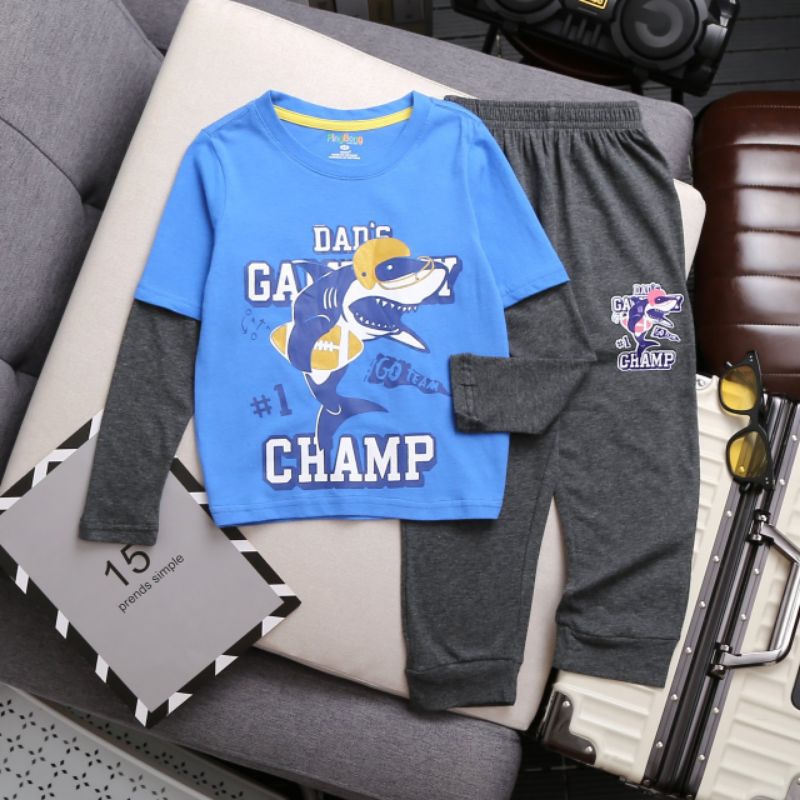 Bộ cotton thu đông VNXK dư xịn cho bé trai mềm đẹp, size đại