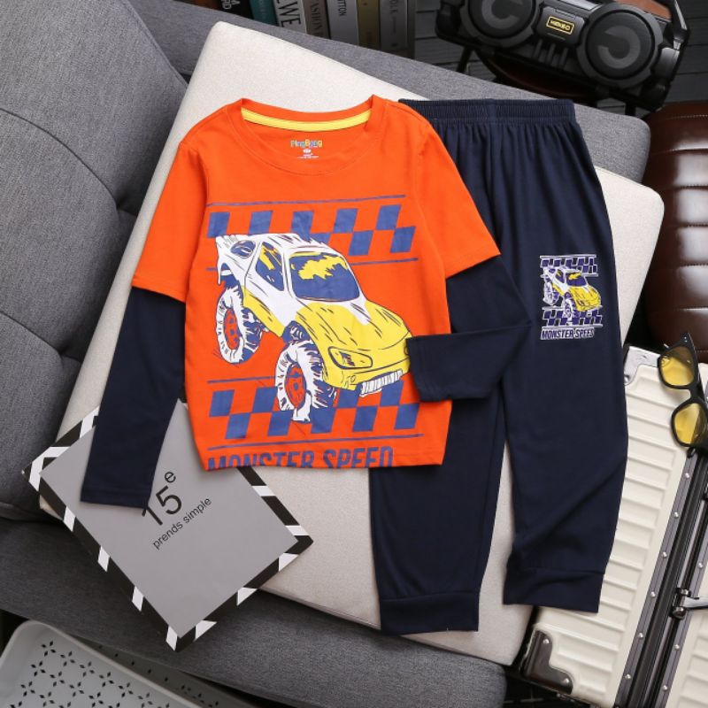 Bộ cotton thu đông VNXK dư xịn cho bé trai mềm đẹp, size đại