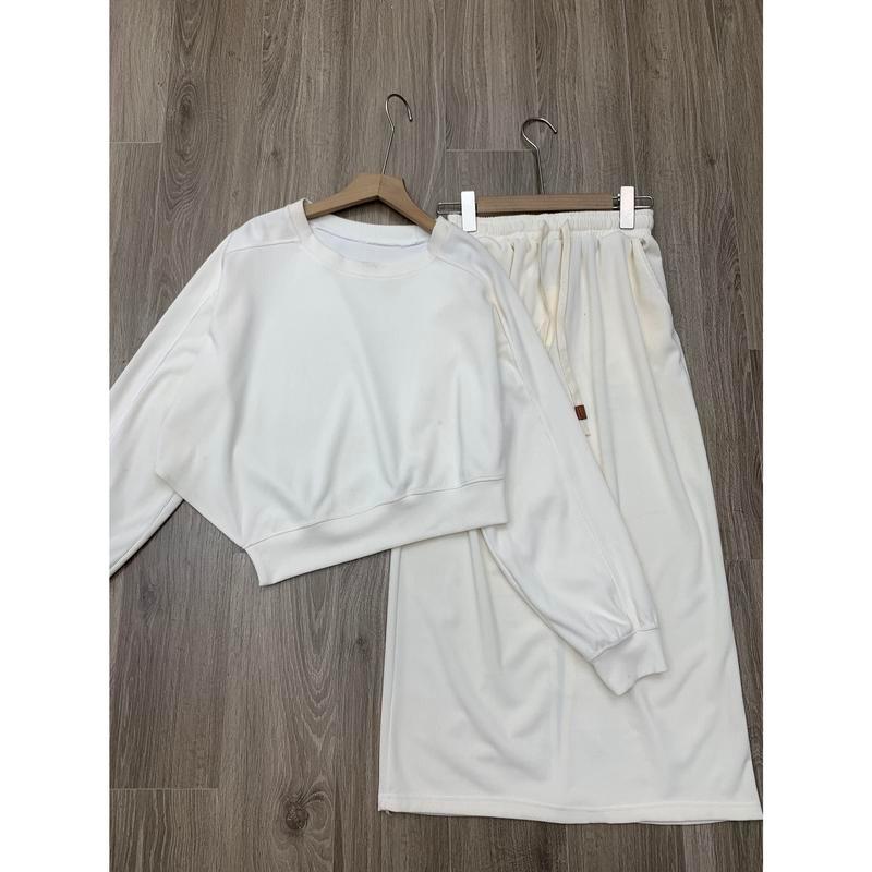 038 Set áo vạt nhọn kèm chân váy dáng dài nỉ tăm