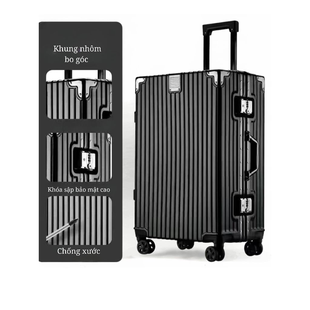 Vali KHUNG NHÔM KHOÁ SẬP Sang Trọng Cao Cấp size 20/24/28 inch Hàng Loại 1 BH 5 Năm