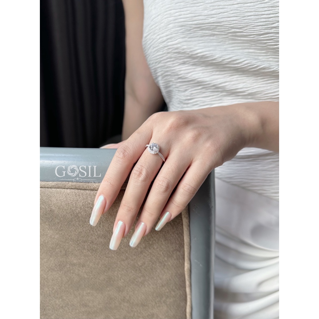 Nhẫn xoàn tròn tấm bạc 925 cao cấp