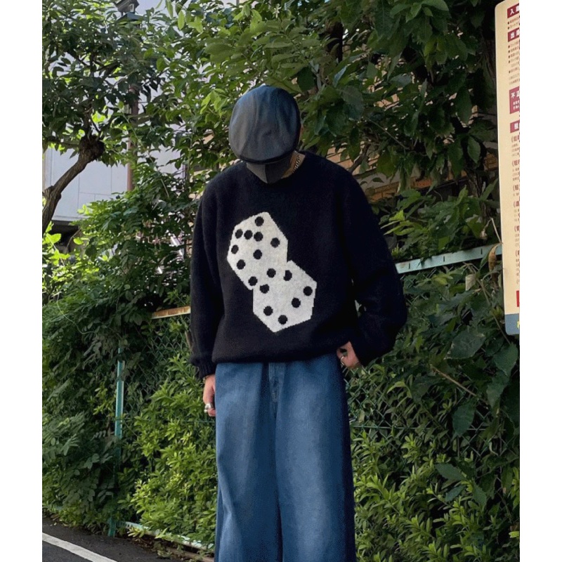 STUSSY DICE KNIT 23SS - Áo len unisex xúc xắc thu đông streetwear