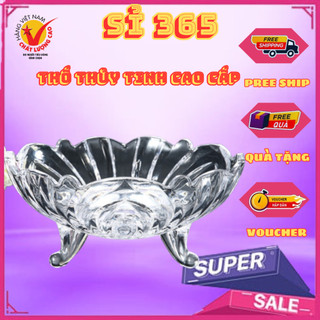 Đĩa Thủy Tinh Cao Cấp Đựng Trái Cây 3 Chân. Khay đựng trái cây. Dĩa để trái cây lớn