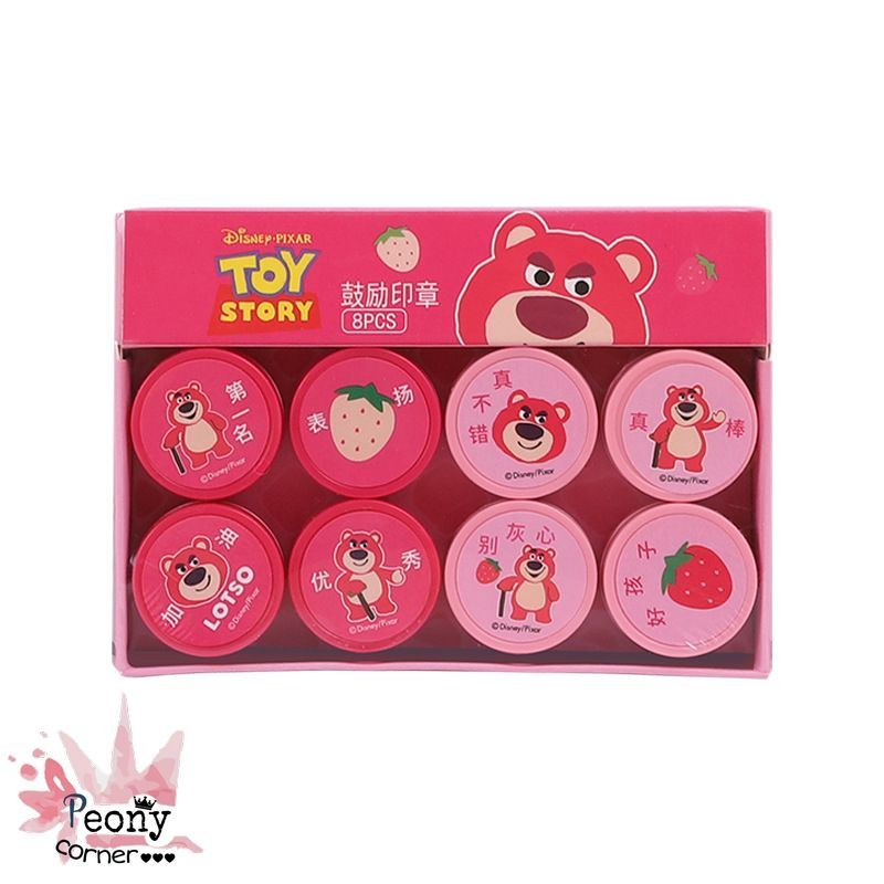 Bộ Set 8 Con Dấu Đóng Dấu DIY Gấu Dâu Lotso Hoạt Hình Thỏ Gấu Sáng Tạo Cho Bé Đồ Chơi Trẻ Em