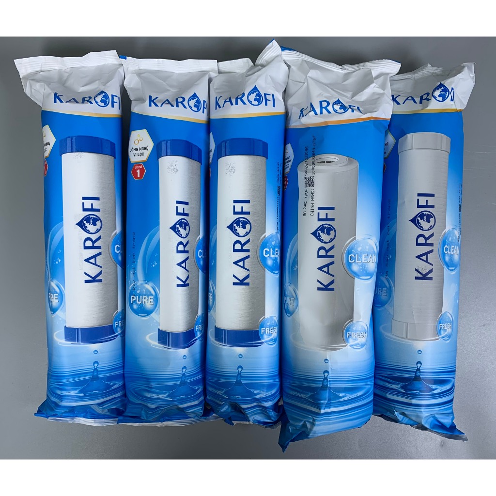 Combo 5 Lõi Lọc Thô KAROFI Gồm 2 Lõi Số 1 + 1 Bộ 123 Có Mã QR Kiểm Tra Chính Hãng Thay Thế Được Cho Các Máy Lọc Nước RO