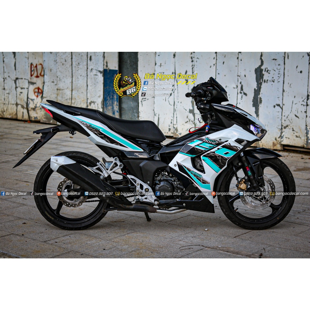 TEM DÁN RS150R XE WINNER X V3 MÀU TRẮNG XANH NGỌC CỰC ĐẸP