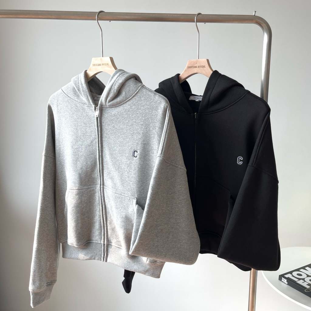 ÁO HOODIE ZIP BOXY CHỮ C- CHUOTCONG HD1810