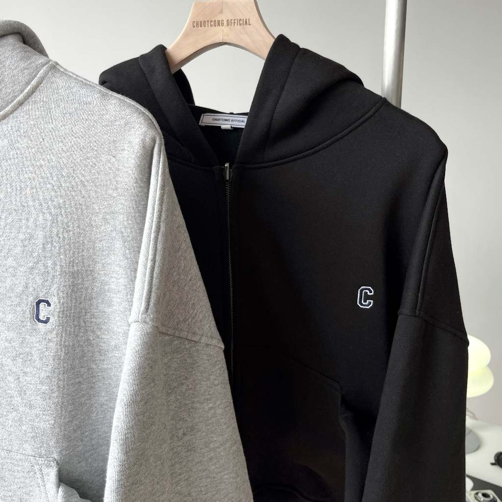 ÁO HOODIE ZIP BOXY CHỮ C- CHUOTCONG HD1810