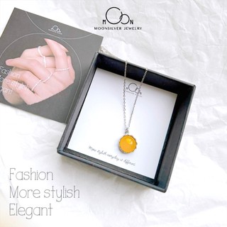Dây chuyền bạc/ vòng cổ bạc vương miện đá tròn moonstone độc lạ
