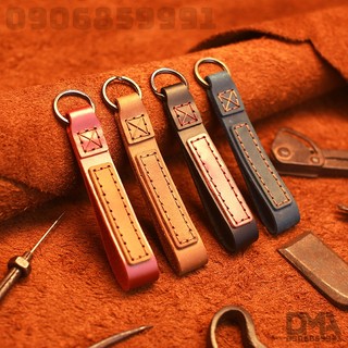 Móc khóa miếng da thật treo phụ kiện EDC